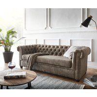 DELIFE Chesterfield 3-Sitzer Sofa Taupe
