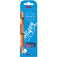 PentelArts Faserschreiber Brush Sign Pen, 4er Etui, Colour