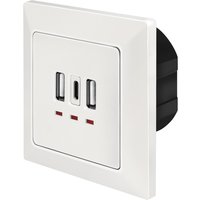 LogiLink Unterputz-Steckdose, 1x USB-C, 2x USB-A, weiß – Bild 2