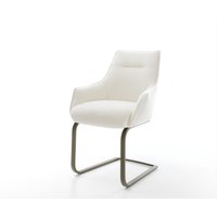 Freischwinger Alja-Flex mit Armlehnen Bouclé Soft Beige Freischwinger flach Effektfinish Titan Taschenfederkern
