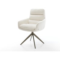Drehstuhl Abelia-Flex mit Armlehnen Bouclé Soft Beige Kreuzgestell breit Effektfinish Titan 360 drehbar Wippfunktion