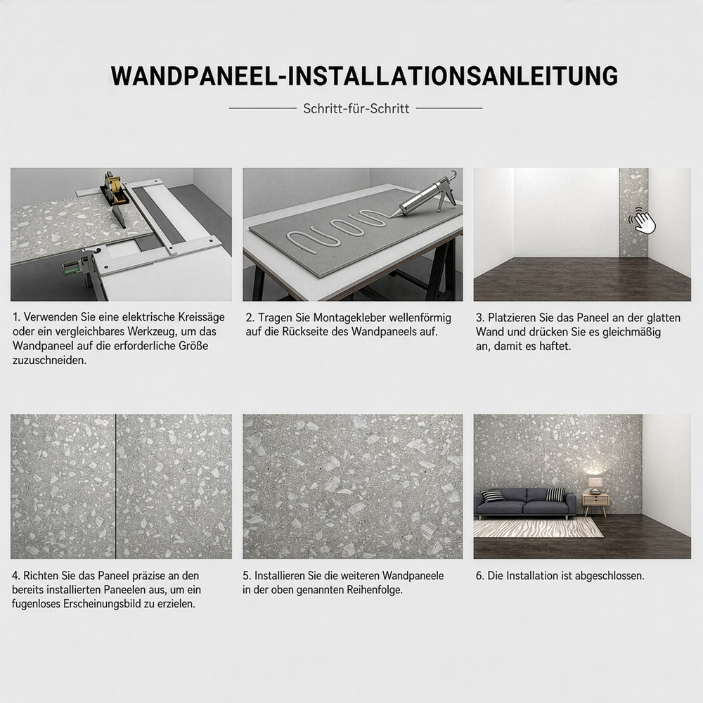 SPC Wandpaneele EDA 2er Set 244x120 cm Beton Hellgrau Matt – Bild 4