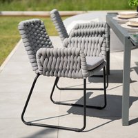Gartenstuhl mit Armlehnen aus Seilgeflecht BALERO Hellgrau - 7er Set