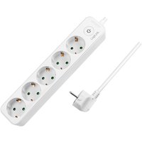 LogiLink Steckdosenleiste, 5-fach, mit Schalter, weiß