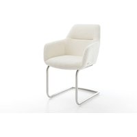 Freischwinger Pejo-Flex Bouclé Weiß Freischwinger rund Edelstahl Taschenfederkern