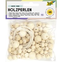 folia Holzperlen, Natur, rund, 4 Größen sortiert – Bild 2