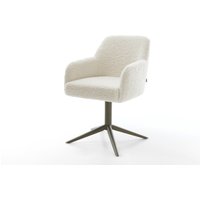 Drehstuhl Greg-Flex Teddystoff Beige Fußkreuz Effektfinish Titan 360 drehbar Wippfunktion Taschenfederkern