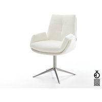 Drehstuhl Clea-Flex Bouclé Soft Beige Fußkreuz Edelstahl 360 drehbar Wippfunktion