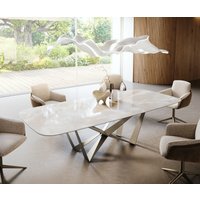Esstisch Edge Boot 270x120 cm Keramik Iris FMG Onice Grigio Spider Metall Effektfinish Titan