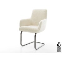Freischwinger Heira-Flex mit Armlehnen Teddystoff Beige Freischwinger flach Graphit Taschenfederkern