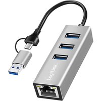 LogiLink USB 3.2 - Gigabit Ethernet Adapter, 3-Port USB Hub