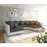 DELIFE Clovis Ecksofa Schwarz Weiß