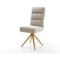 Drehstuhl Pela-Flex Webstoff Soft Beige Holzgestell kantig Natur 360 drehbar Taschenfederkern – Bild 2