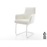 Freischwinger Heira-Flex mit Armlehnen Bouclé Soft Beige Freischwinger flach Weiß Taschenfederkern