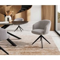 Drehstuhl Caja-Flex mit Armlehnen Cord Silbergrau Kreuzgestell breit Schwarz 360 drehbar Taschenfederkern