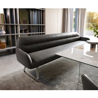 Esszimmerbank Taya-Flex 300 cm Mikrofaser Anthrazit Vintage Kufengestell flach Edelstahl Taschenfederkern