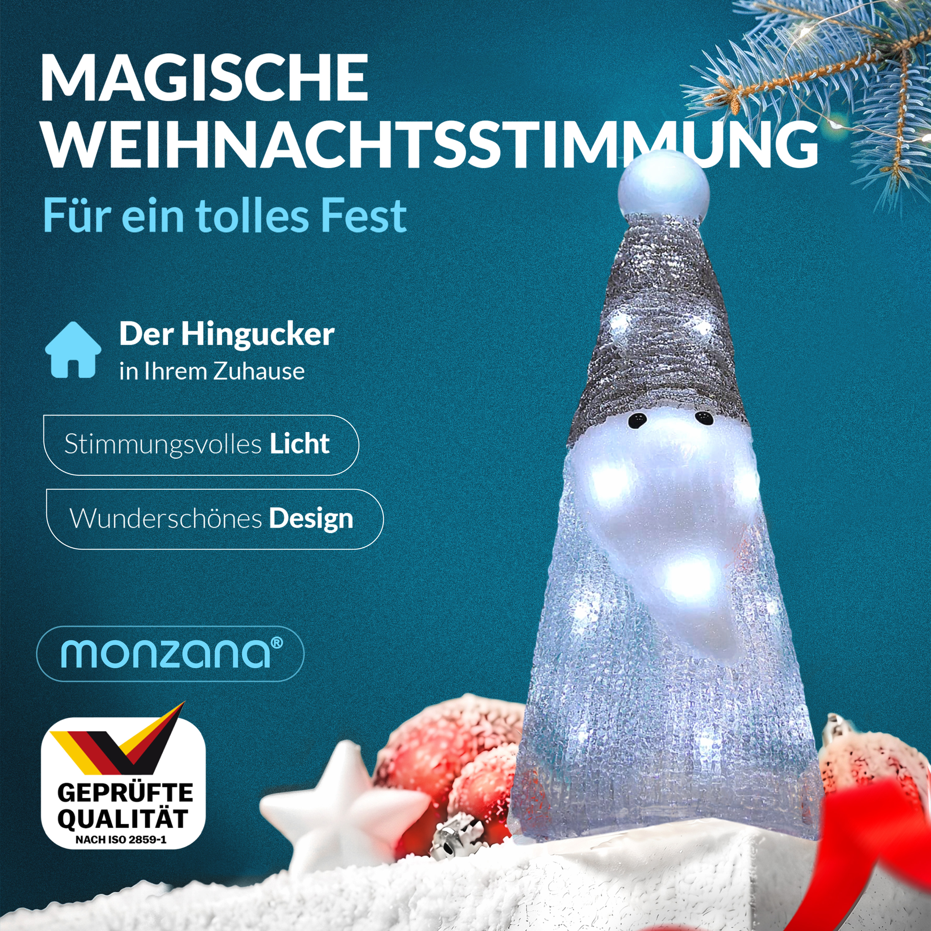 Deuba LED Acryl Figur Weihnachten Santa Weiß – Bild 2