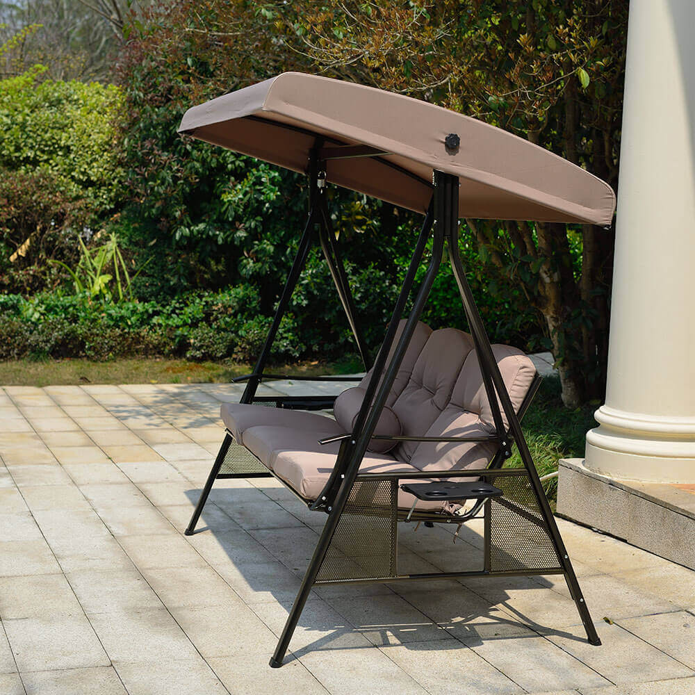 Hollywoodschaukel 3-Sitzer DESCANSO - 115 x 198 cm Beige – Bild 4
