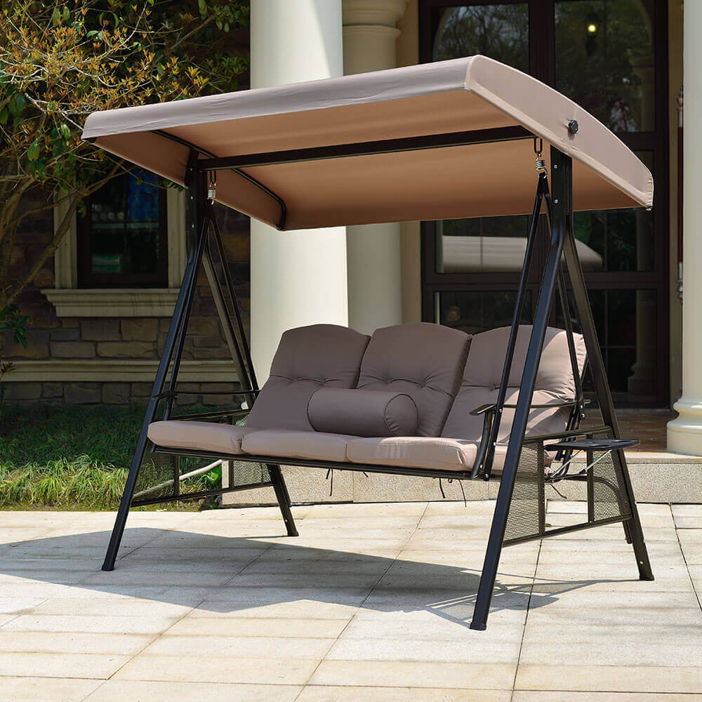 Hollywoodschaukel 3-Sitzer DESCANSO - 115 x 198 cm Beige – Bild 5