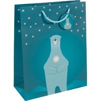 sigel Weihnachts-Geschenktüte, Polar bear with candle, groß – Bild 2