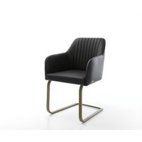Freischwinger Greg-Flex Echt-Leder Schwarz Freischwinger flach Effektfinish Titan Taschenfederkern