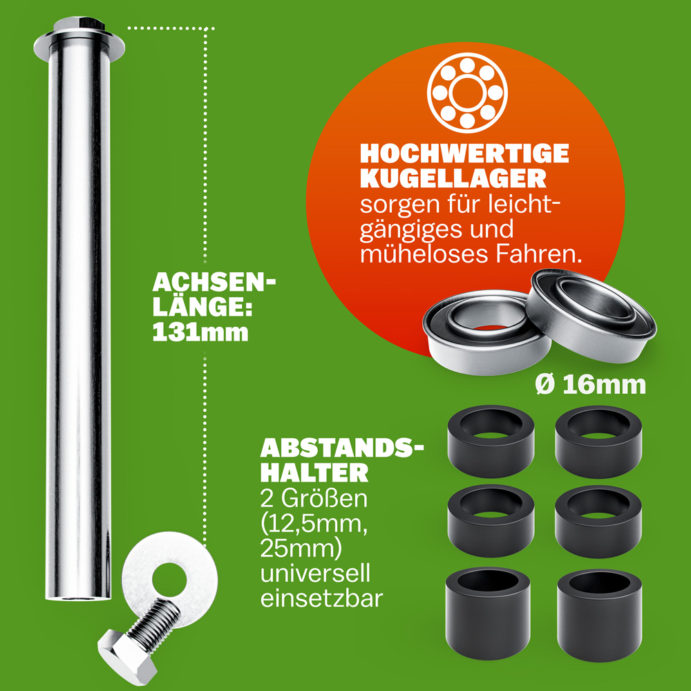 Gardebruk Schubkarrenrad Gelb pannensicher PU-Schaum 200kg Kugellager inkl Achse – Bild 3
