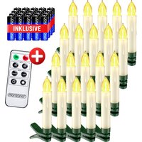 monzana Kabellose Weihnachtsbaumkerzen LED 20er-Set Warmweiß mit Batterien & Fernbedienung