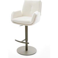 Barstuhl Clea-Flex Bouclé Soft Beige Drehfuß höhenverstellbar Metall Titanfarben