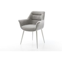 Esszimmerstuhl Kaira-Flex Strukturstoff Soft Grau 4-Fuß konisch Edelstahl