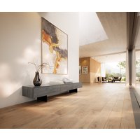 Lowboard Cuor 200 cm Keramik Beton Grau 1 Klappe 1 Schubfach Fuß Schwebeoptik Metall Schwarz