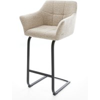 Barstuhl Yulo-Flex Webstoff Soft Beige Freischwinger Flach Metall Schwarz