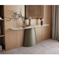 Konsolentisch Edge Boot 180x40 cm Keramik Minas Melange Weiß-Beige Conos Metall Effektfinish Titan