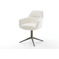 Drehstuhl Pejo-Flex Bouclé Soft Beige Fußkreuz Effektfinish Titan 360 drehbar Wippfunktion Taschenfederkern