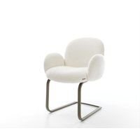 Freischwinger Nube-Flex mit Armlehnen Bouclé Soft Beige Freischwinger flach Effektfinish Titan Taschenfederkern