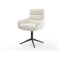 Drehstuhl Abelia-Flex mit Armlehnen Bouclé Soft Beige Fußkreuz Schwarz 360 drehbar Wippfunktion