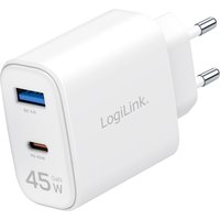 LogiLink USB-Steckdosenadapter, 1x USB-C (PD), 1x USB-A (QC)