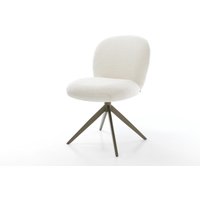 Drehstuhl Nube-Flex Bouclé Soft Beige Kreuzgestell breit Effektfinish Titan 360 drehbar Wippfunktion Taschenfederkern