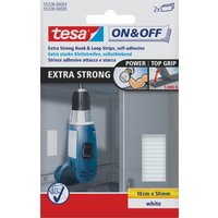 tesa On & Off extrastarke Klettstreifen, 50 x 100 mm, weiß