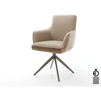 Drehstuhl Heira-Flex mit Armlehnen Materialmix Schlamm Kreuzgestell breit Effektfinish Titan 360 drehbar Taschenfederkern
