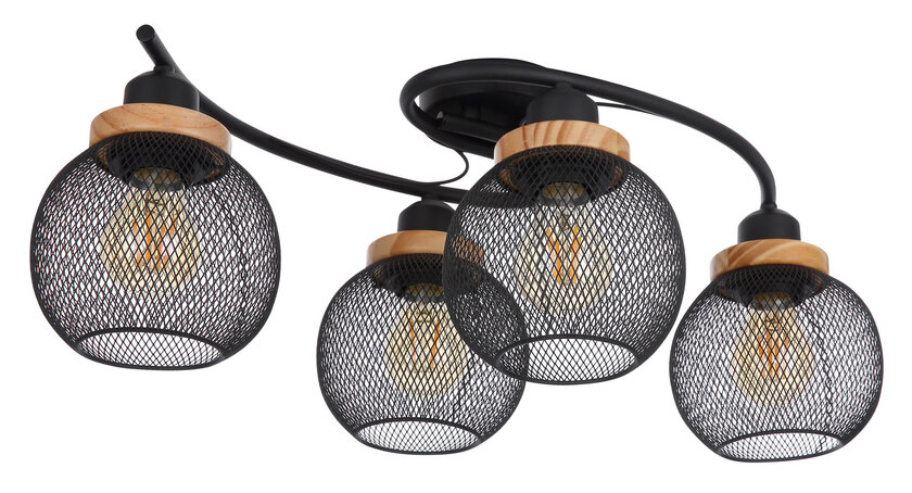 PABLO Deckenlampe schwarz 15663-4D, B/H/T: 60 x 22 x 35 cm, Metall, Holz – Bild 3