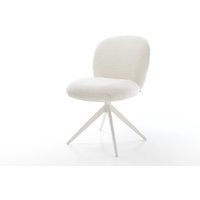 Drehstuhl Nube-Flex Bouclé Soft Beige Kreuzgestell breit Weiß 360 drehbar Wippfunktion Taschenfederkern