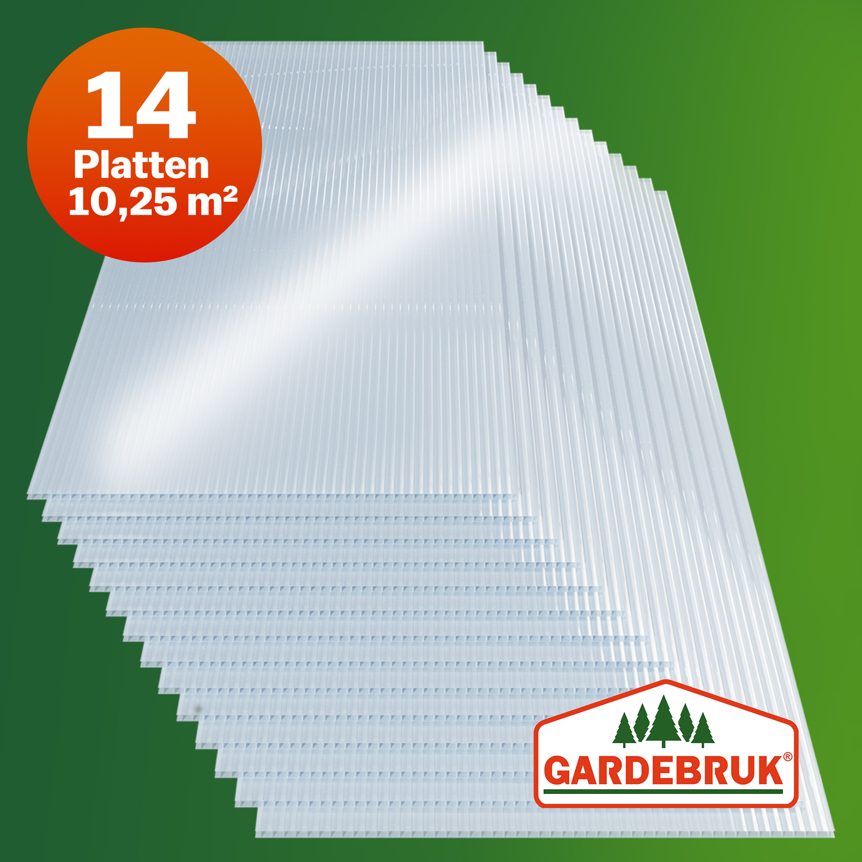 Gardebruk Doppelstegplatten 14er-Set 4mm transparent 10,25m UV-beständig bruchfest – Bild 3