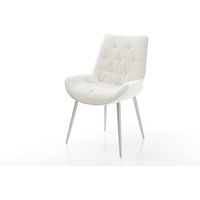 Esszimmerstuhl Taimi-Flex Bouclé Soft Beige 4-Fuß konisch Edelstahl
