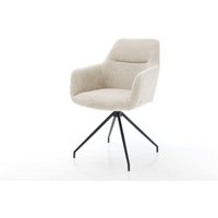 Esszimmerstuhl Pejo-Flex Cord Beige Kreuzgestell konisch Schwarz Taschenfederkern
