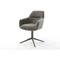 Drehstuhl Pejo-Flex Bouclé Soft Schlamm Fußkreuz Effektfinish Titan 360 drehbar Wippfunktion Taschenfederkern