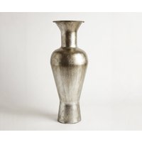 Vase Medora B27 x T27 x H71 cm Metall Platin Aurum Handgemacht