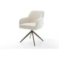 Drehstuhl Greg-Flex Teddystoff Beige Kreuzgestell breit Effektfinish Titan 360 drehbar Wippfunktion Taschenfederkern