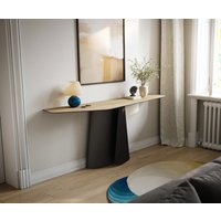 Konsolentisch Edge Polygonal 180x50 cm Keramik Laminam Sabbia Eichefarbig Livos Metall Schwarz