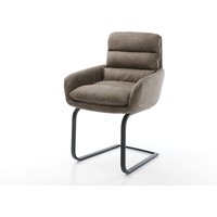 Freischwinger Abelia-Flex mit Armlehnen Mikrofaser Taupe Vintage Freischwinger flach Schwarz