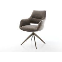 Drehstuhl Yago-Flex mit Armlehnen Strukturstoff Soft Taupe Kreuzgestell breit Effektfinish Titan 360 drehbar Wippfunktion Taschenfederkern – Bild 2